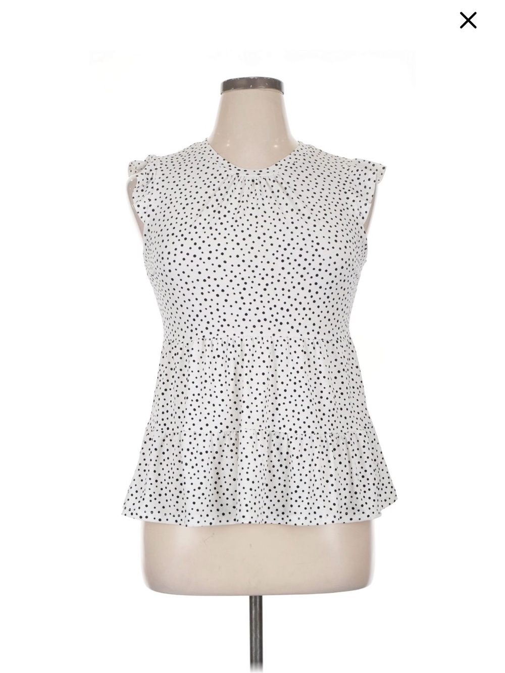 Monteau Polka Dot Peplum Camisole - White/Black XL